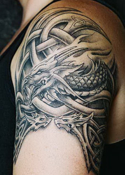 tatouage dragon epaule homme