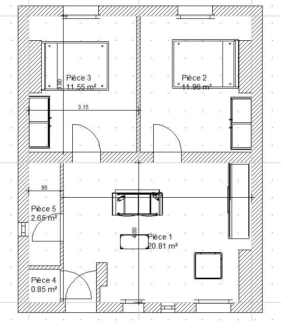 plan amenagement appartement 50m2
