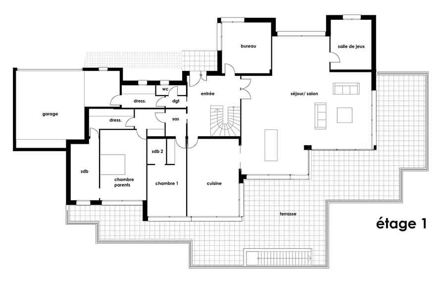 plan architecture maison moderne